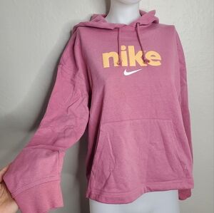 Nike Pink and Orange Hoodie Medium